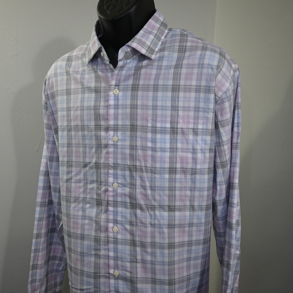 Peter Millar Button Up Mens XL Plaid Long Sleeve Dress Shirt Cotton